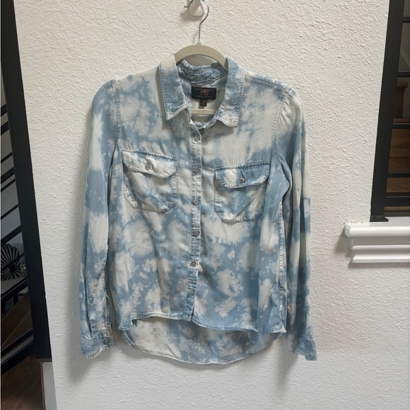 ABS Allen Swartz Acid Wash Button Down Top - Picture 1 of 4